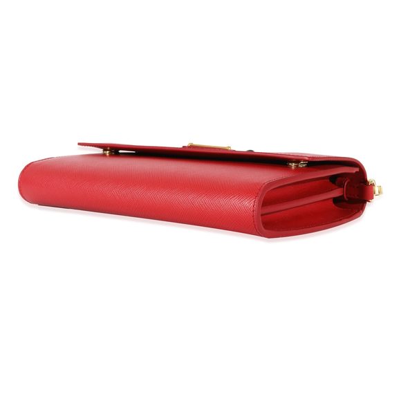 Prada Red Saffiano Wallet With Strap - Picture 7 of 8